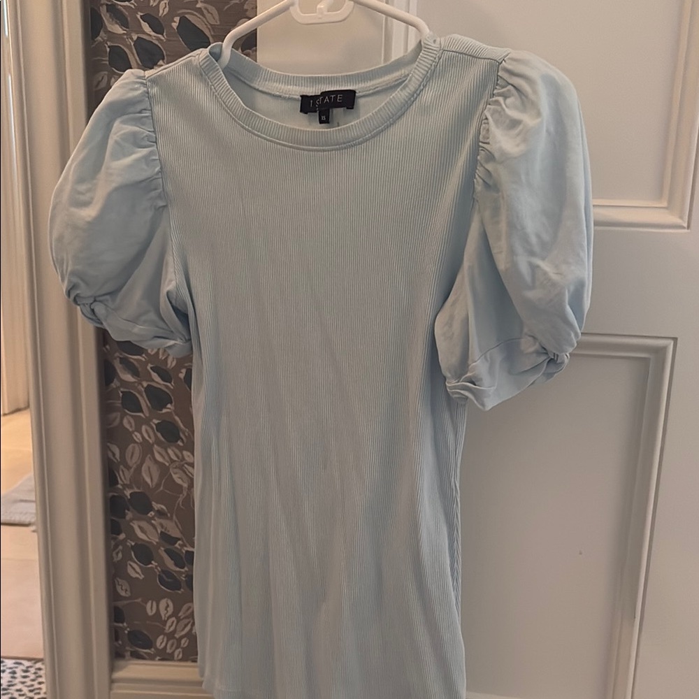 Blue Puff Sleeve Top